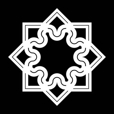 Tek renkli dekoratif kar tanesi elementi tasarla. Soyut ızgara arkaplanı. Vektör sanatı illüstrasyonu