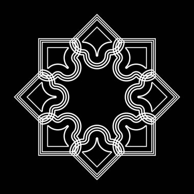 Tek renkli dekoratif kar tanesi elementi tasarla. Soyut ızgara arkaplanı. Vektör sanatı illüstrasyonu