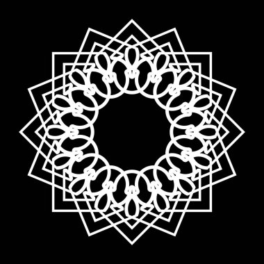 Tek renkli dekoratif kar tanesi elementi tasarla. Soyut ızgara arkaplanı. Vektör sanatı illüstrasyonu