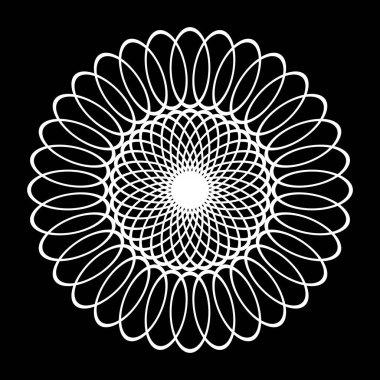 Monokrom dekoratif daire elementi tasarla. Soyut ızgara arkaplanı. Vektör sanatı illüstrasyonu