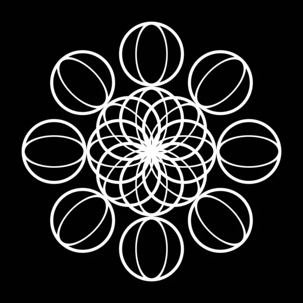 Monokrom dekoratif daire elementi tasarla. Soyut ızgara arkaplanı. Vektör sanatı illüstrasyonu