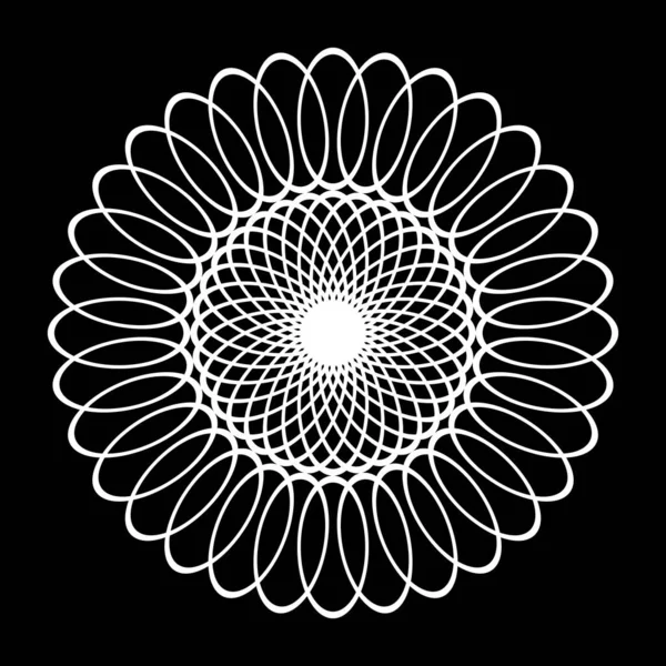 Monokrom dekoratif daire elementi tasarla. Soyut ızgara arkaplanı. Vektör sanatı illüstrasyonu