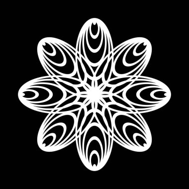 Monokrom dekoratif daire elementi tasarla. Soyut ızgara arkaplanı. Vektör sanatı illüstrasyonu