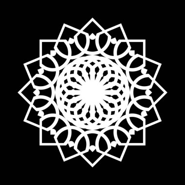 Monokrom dekoratif element tasarla. Soyut çember arkaplanı. Vektör sanatı illüstrasyonu