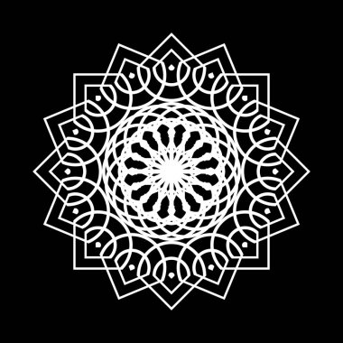 Monokrom dekoratif element tasarla. Soyut çember arkaplanı. Vektör sanatı illüstrasyonu