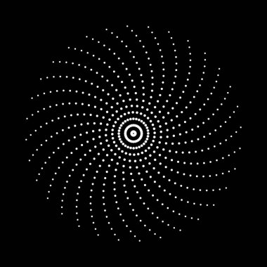 Arkaplanda spiral noktalar tasarla. Soyut tek renkli arkaplan. Vektör-sanat çizimi. Eğim yok
