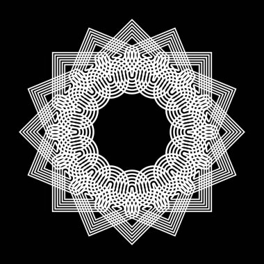 Tek renkli dekoratif kar tanesi elementi tasarla. Soyut ızgara arkaplanı. Vektör sanatı illüstrasyonu