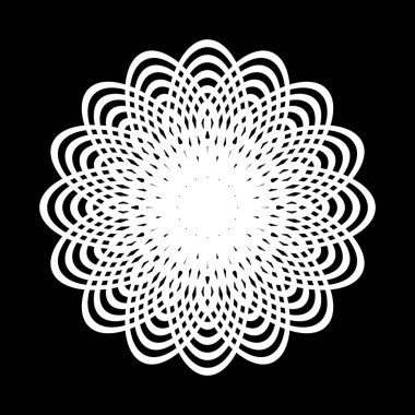 Monokrom dekoratif daire elementi tasarla. Soyut ızgara arkaplanı. Vektör sanatı illüstrasyonu