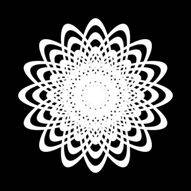 Monokrom dekoratif daire elementi tasarla. Soyut ızgara arkaplanı. Vektör sanatı illüstrasyonu