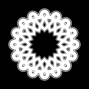 Tek renkli kar tanesi dekoratif elementini tasarla. Soyut çember izole edilmiş arka plan. Vektör sanatı illüstrasyonu