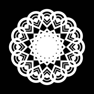 Monokrom dekoratif element tasarla. Soyut çember arkaplanı. Vektör sanatı illüstrasyonu