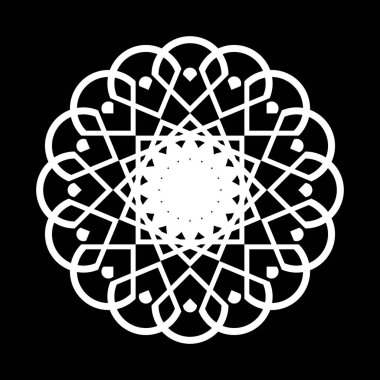 Monokrom dekoratif element tasarla. Soyut çember arkaplanı. Vektör sanatı illüstrasyonu