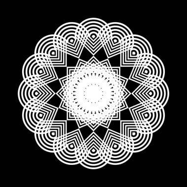 Monokrom dekoratif element tasarla. Soyut çember arkaplanı. Vektör sanatı illüstrasyonu