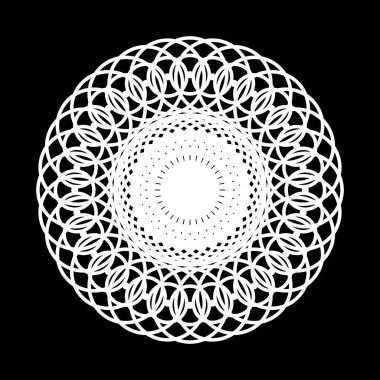 Monokrom dekoratif element tasarla. Soyut çember arkaplanı. Vektör sanatı illüstrasyonu