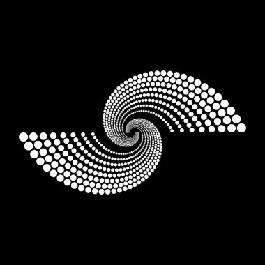 Arkaplanda spiral noktalar tasarla. Soyut tek renkli arkaplan. Vektör-sanat çizimi. Eğim yok