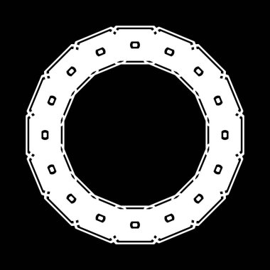 Monokrom dekoratif element tasarla. Soyut çember arkaplanı. Vektör sanatı illüstrasyonu