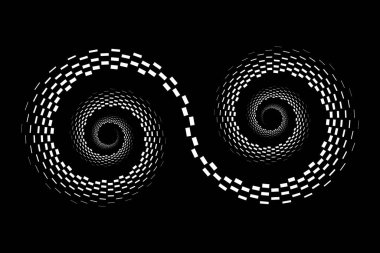 Arkaplanda spiral noktalar tasarla. Soyut tek renkli arkaplan. Vektör-sanat çizimi. Eğim yok