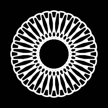 Monokrom dekoratif element tasarla. Soyut çember arkaplanı. Vektör sanatı illüstrasyonu