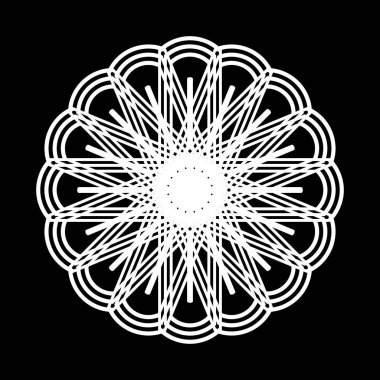 Monokrom dekoratif element tasarla. Soyut çember arkaplanı. Vektör sanatı illüstrasyonu