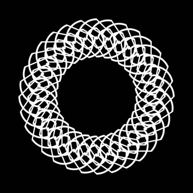 Monokrom dekoratif element tasarla. Soyut çember arkaplanı. Vektör sanatı illüstrasyonu