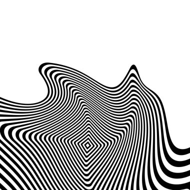 Monokrom çizgili illüzyon arka planı tasarla. Soyut zemin. Vektör sanatı illüstrasyonu