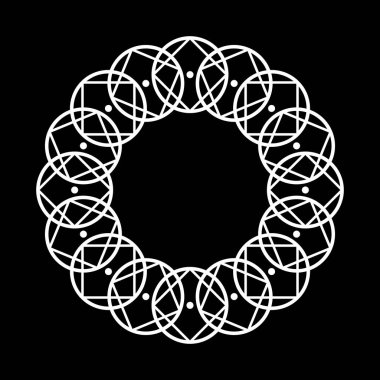 Monokrom dekoratif element tasarla. Soyut çember arkaplanı. Vektör sanatı illüstrasyonu