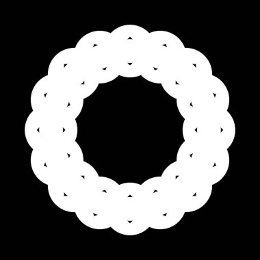 Monokrom dekoratif element tasarla. Soyut çember arkaplanı. Vektör sanatı illüstrasyonu