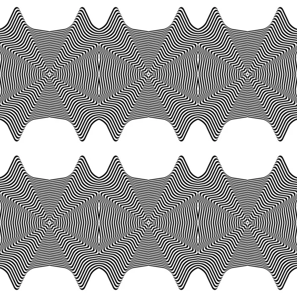 Design Senza Soluzione Continuità Modello Strisce Monocromatiche Sfondo Ondulato Astratto — Vettoriale Stock