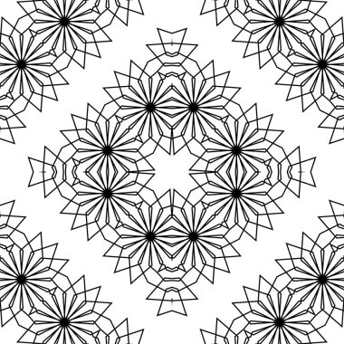 Kusursuz dekoratif dantel desenli. Soyut elmas monokrom arka plan. Vektör sanatı