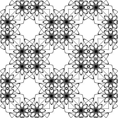 Dekoratif desenli tasarım. Soyut monokrom dantelli arka plan. Vektör sanatı