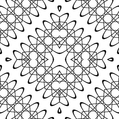 Kusursuz dekoratif dantel desenli. Soyut elmas monokrom arka plan. Vektör sanatı