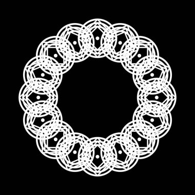 Monokrom dekoratif element tasarla. Soyut çember arkaplanı. Vektör sanatı illüstrasyonu