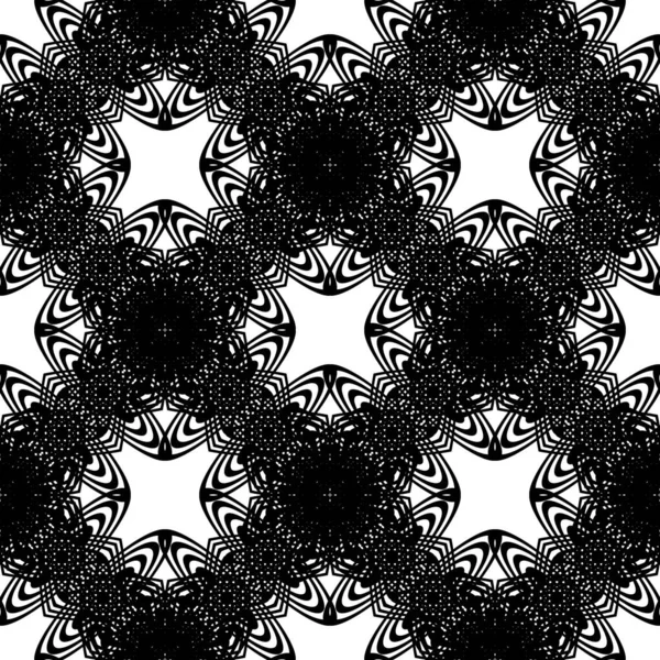 Diseño Patrón Decorativo Sin Costuras Fondo Encaje Monocromo Abstracto Arte — Vector de stock