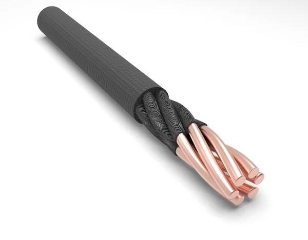 3d image close up of 6 core copper cable 01.jpg — Stock Photo, Image