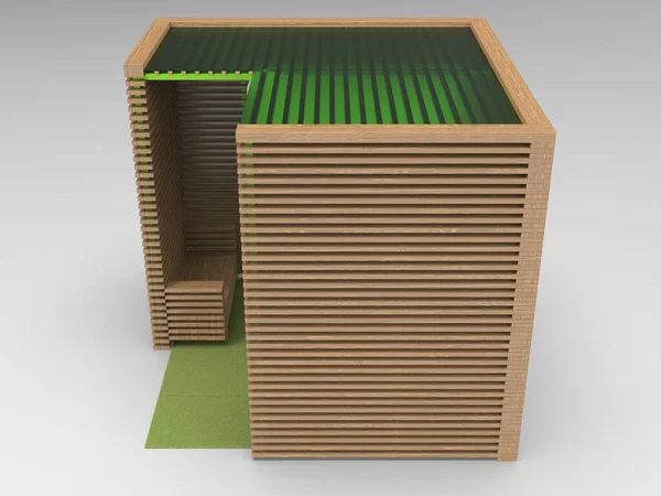 Kanepeleri 00010.jpg olan büyük ahşap gölgeliğin 3D görüntüsü