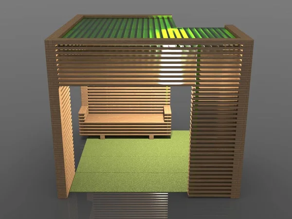 Image 3D de Grande verrière en bois avec canapés 00001.jpg — Photo