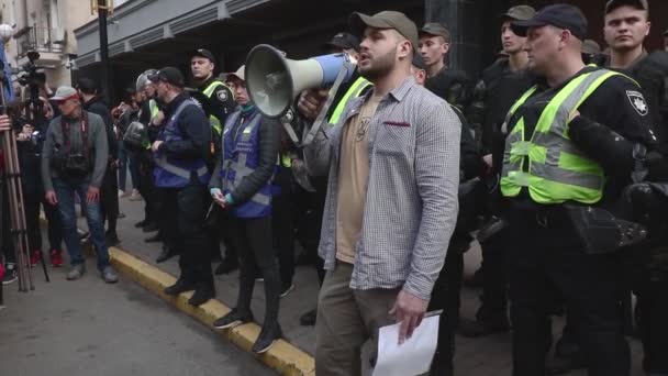 Kiev Ucrania Abril 2019 Activistas Partidarios Del Partido Político Del — Vídeo de stock