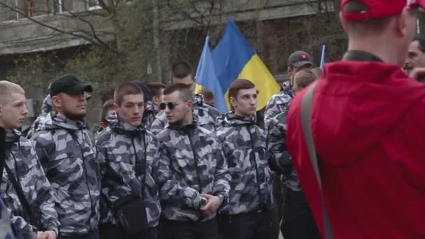 Kiev Ukraina Den April 2019 Aktivister Och Anhängare National Corps — Stockvideo