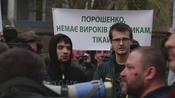 Kyjevě Ukrajina Dubna 2019 Aktivisté Příznivci Politické Strany Národního Sboru — Stock video
