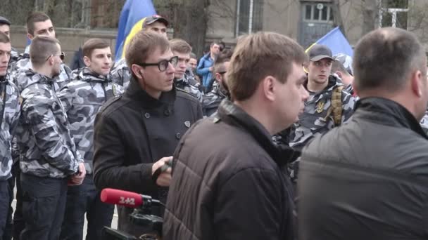 Kiev Ucrania Abril 2019 Activistas Partidarios Del Partido Político Del — Vídeo de stock