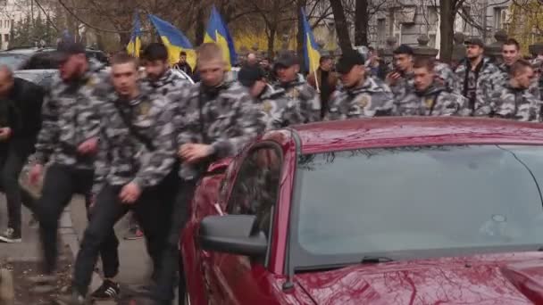 Kiev Ucrania Abril 2019 Activistas Partidarios Del Partido Político Del — Vídeo de stock