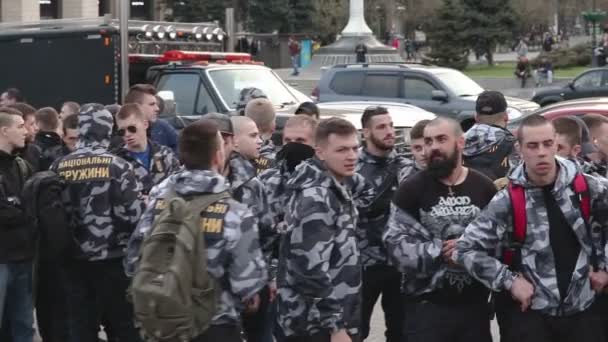 Kyiv Ukrajna Április 2019 Aktivisták Támogatói Nemzeti Corps Politikai Párt — Stock videók