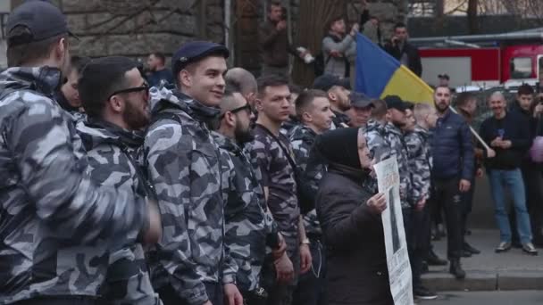 Kyiv Ukrajna Április 2019 Aktivisták Támogatói Nemzeti Corps Politikai Párt — Stock videók
