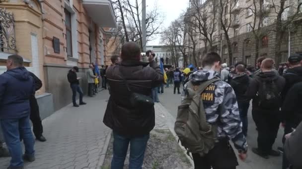 Kiev Oekraïne April 2019 Activisten Aanhangers Van National Corps Politieke — Stockvideo