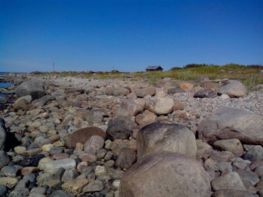 Bolshoy Zayatsky adada St Andrew s çölde taş Chambers. Solovetsky adalar, beyaz deniz, Rusya Federasyonu.