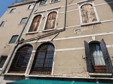 Venedik, İtalya'nın taş duvarlar, antik mimari.