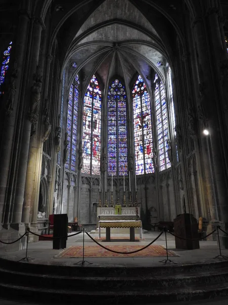 Fragmentos das paredes e gárgulas da Catedral Católica na França, a cidade de Carcassonne . — Fotografia de Stock