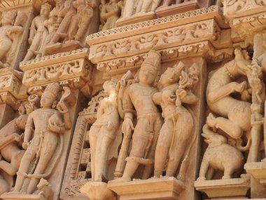 Parsvanath, Adinath, Shanti Nath, tapınaklar Doğu Grubu, Khajuraho, Madhya Pradesh, Hindistan, Kama Sutra bilinen eroticheskim tasarımı, UNESCO Dünya mirası sitesi