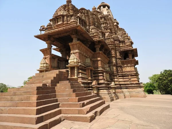 The Western group of temples, Khajuraho, on a clear day, Madhya Pradesh, India, UNESCO world heritage site