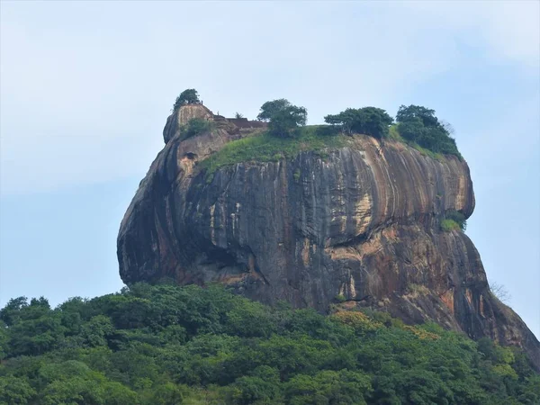 Gros plan, vue sur la forteresse de Sigiriya lion dans la verdure, Sri Lanka, par temps clair . — Photo